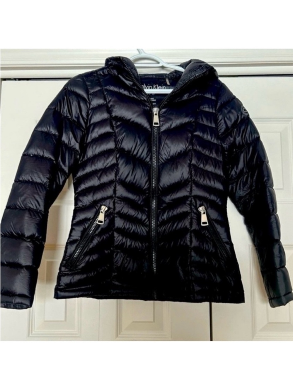 Calvin Klein Girls Black Quilted Hooded Puffer Jacket